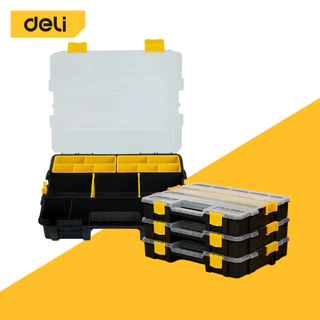 Deli กล่องใส่อุปกรณ์ กล่องเก็บน็อต กล่องใส่สกรู แบ่งช่องเก็บได้ ล็อคแน่น ซ้อนกันได้หลายชั้น Modular Box
