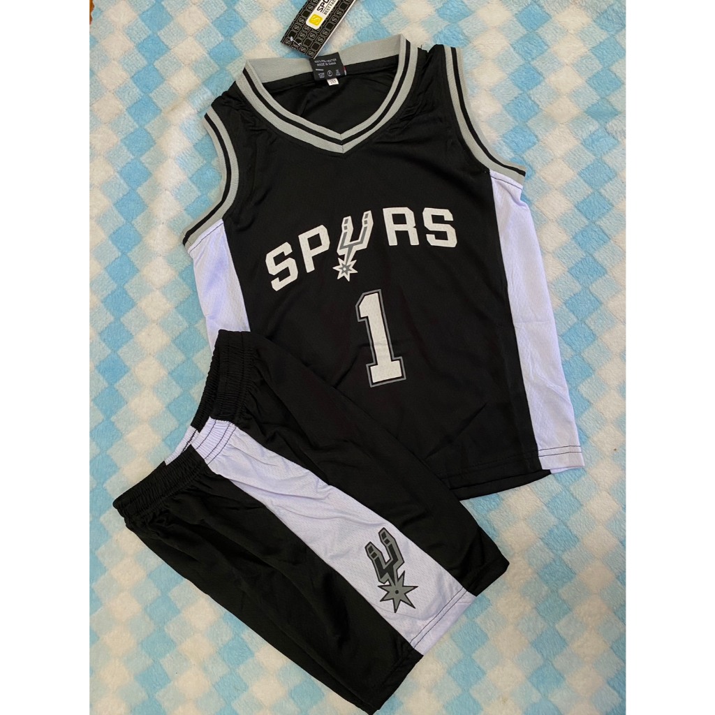 ชุดบาสเด็กWEMBANYAMA ดำพร้อมกางเกง เบอร์1 ใส่สบายไม่ร้อน