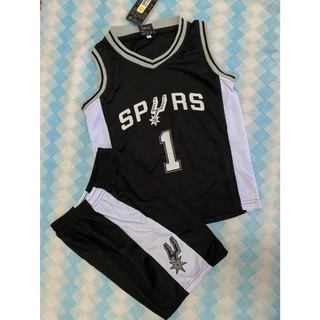 ชุดบาสเด็กWEMBANYAMA ดำพร้อมกางเกง เบอร์1 ใส่สบายไม่ร้อน