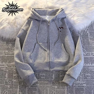 พร้อมส่ง! เสื้อแขนยาวมีฮู้ด ปักลายหัวใจน่ารักๆ เสื้อคลุมกันหนาวแฟชั่น เนื้อผ้านุ่ม ใส่สบาย