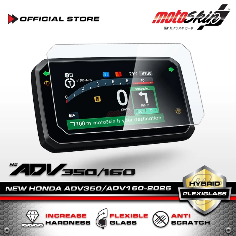 motoSkin ฟิล์ม Plexiglass กันรอยหน้าปัด NEW! HONDA ADV 350 ปี 2025-2026 TFT ROADSYNC Protection Film