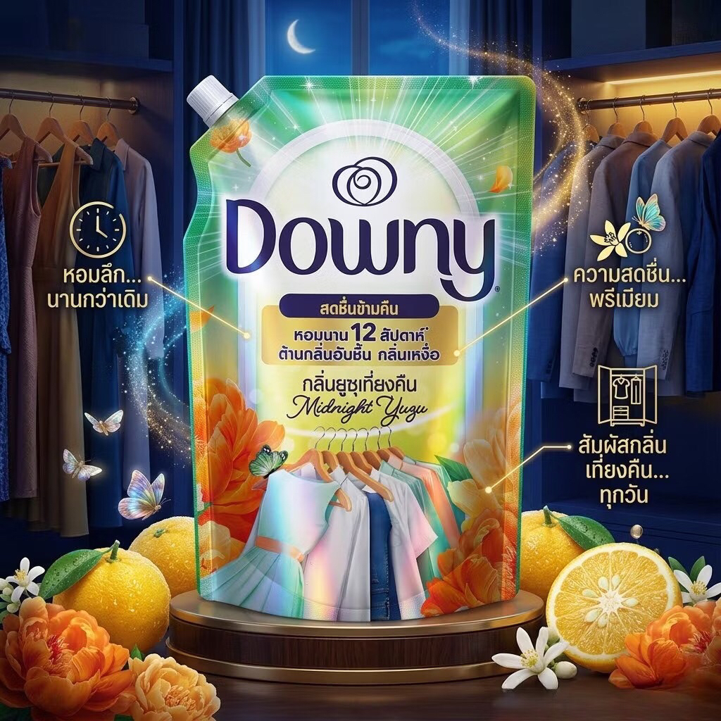 ดาวน์นี่ น้ำยาปรับผ้านุ่ม สูตรเข้มข้นพิเศษ กลิ่นยูซุเที่ยงคืน 1000ml