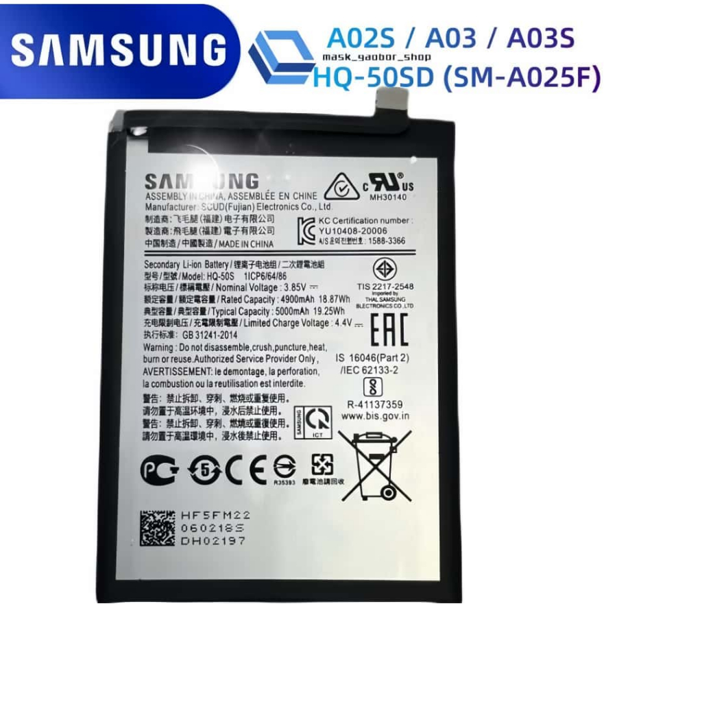 แบตเตอรี่ แท้ Samsung A02 A02S EB-BA217ABY A12/A02/A21S eb-BA217AB 5000mAh