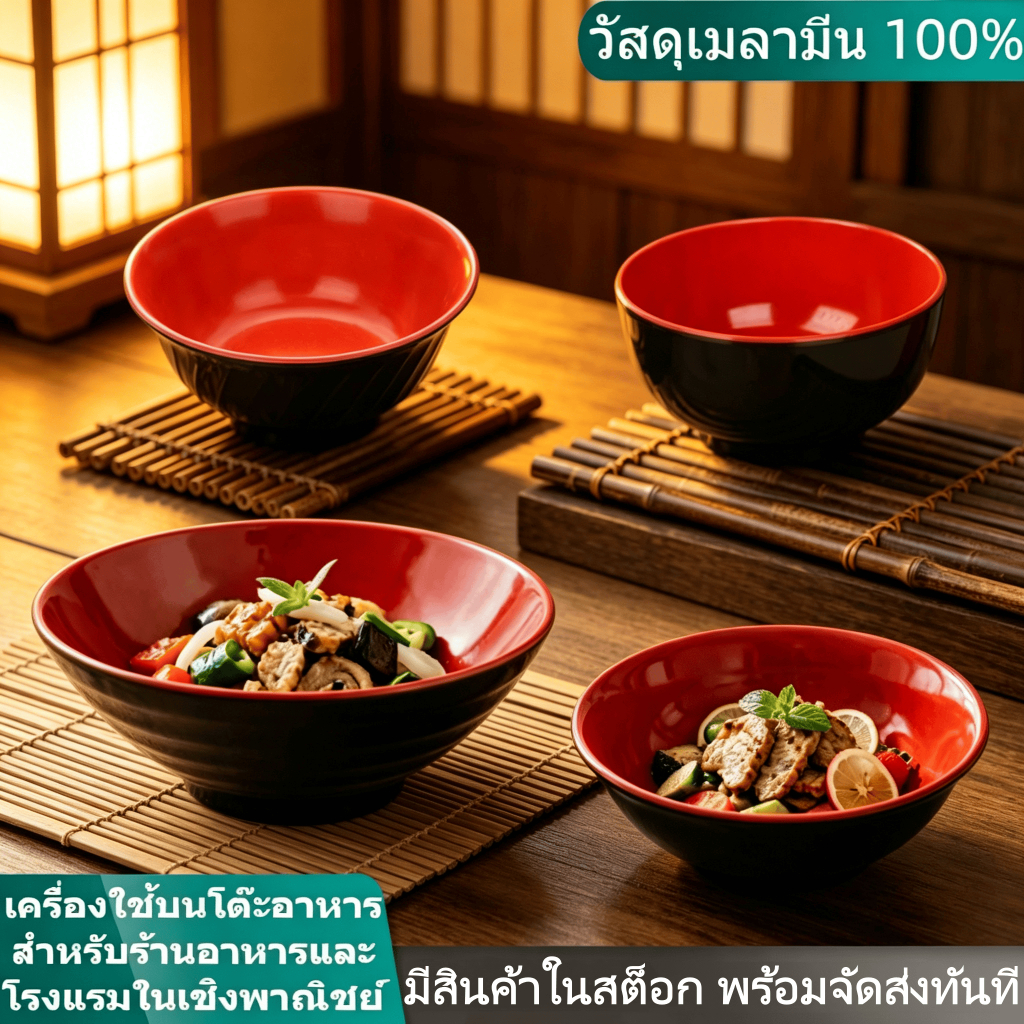 ชามเมลามีน 2 สี ชามซุป ชามข้าว ชามขนม ทนกระแทก ภาชนะร้านอาหาร