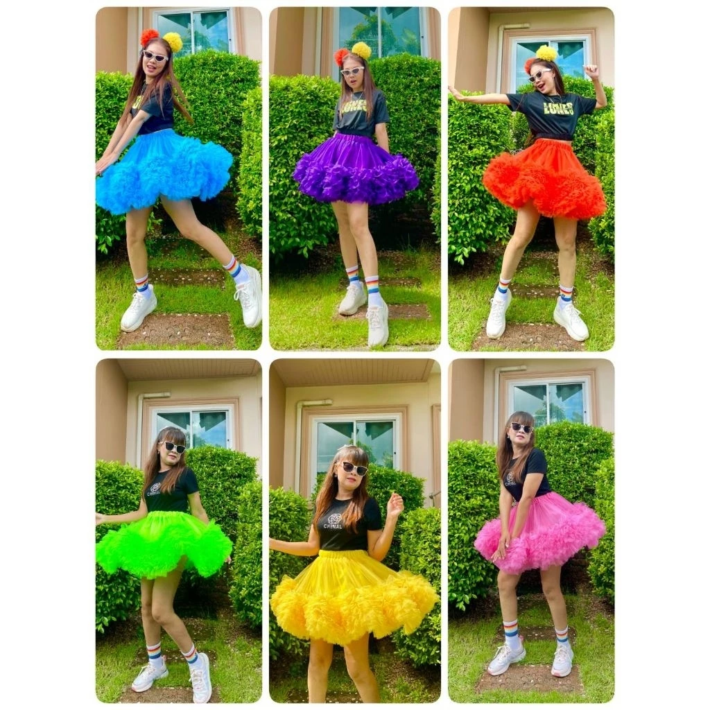 กระโปรงทรงสุ่มและฟูมากๆๆๆๆเอวยางยืดสวมใส่สบายไม่รัดพุ่งเริ่มตั้งแต่เอว24-38นิ้วโดยประมาณถ้าขนามดใหญ่มากจะใส่ไม่ได้นะคะ**