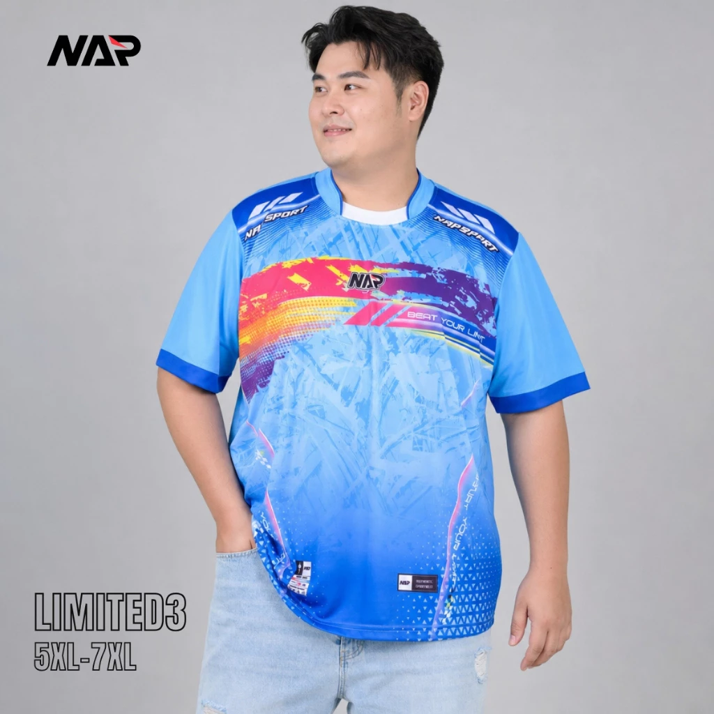์NAPSPORT เสื้อกีฬาแขนสั้นรุ่น ลิมิเต็ด3 แขนสั้น ผ้าไมโคร ไซส์ใหญ่พิเศษ 5XL-7XL รอบอก 52-56นิ้ว