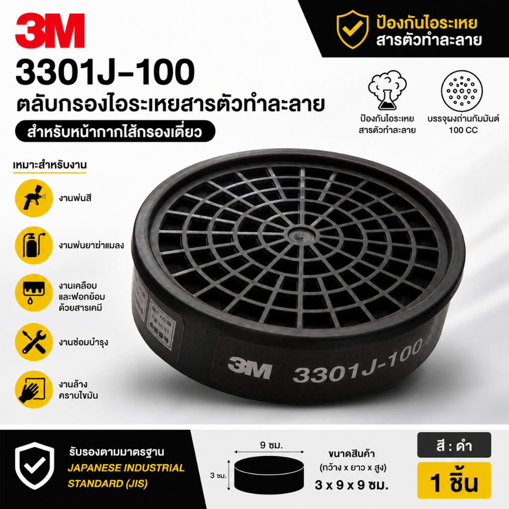 ตลับกรองป้องกันสารเคมี 3M รุ่น 3301J -100