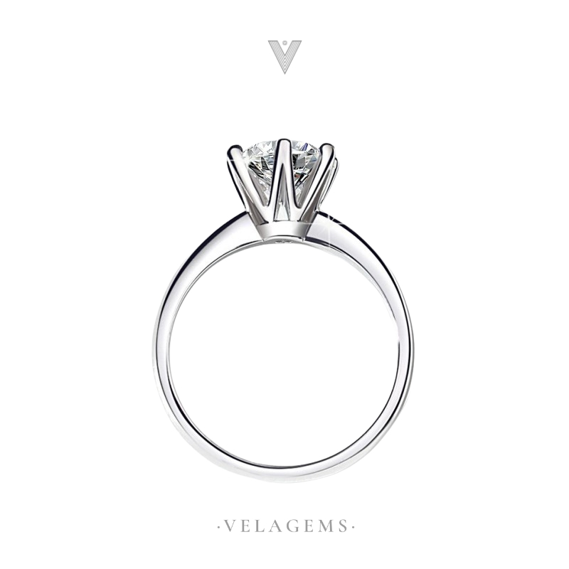 VELAGEMS خاتم مويسانيت 1 قيراط فضة 92.5% مطلي روديوم — صورة 4