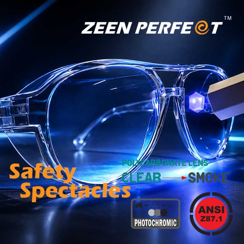 แว่นเซฟตี้ ZEEN PERFECT Aviator เปลี่ยนสีอัตโนมัติ PC Photochromic ป้องกัน UV400 มาตราฐาน ANSI Z87.1
