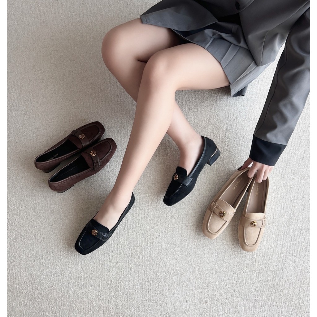 [สินค้าขายดี/พร้อมส่ง]รองเท้าคัทชู สไตล์โลฟเฟอร์ส้น1นิ้วBlock heels รองเท้าkaimooksissy X577-3