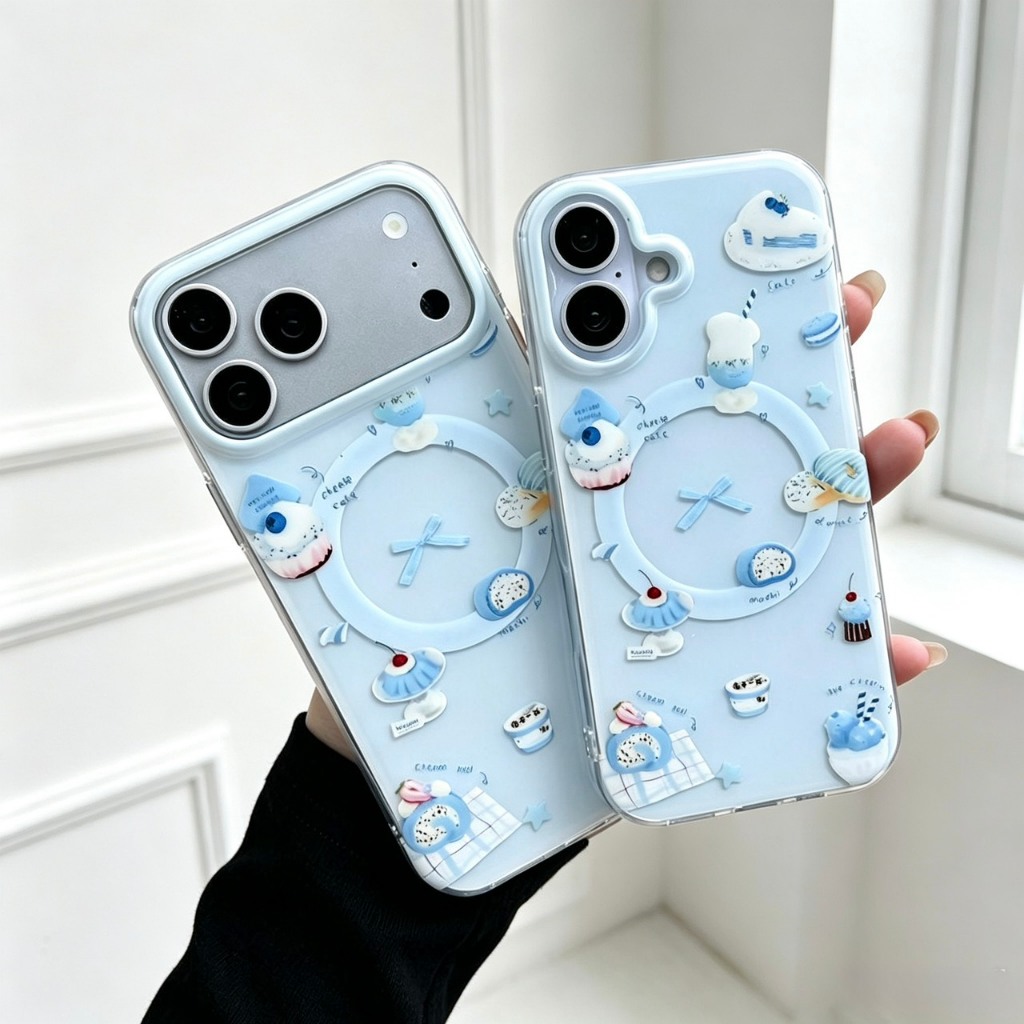 เคสมือถือ Case แม่เหล็ก ชาร์จได้ ไอติมฟ้า Blue สำหรับรุ่น 17 16 15 14 13 11 Pro Max