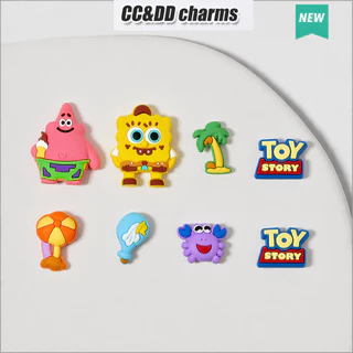 ของแท้แท้เดิม ตัวติดรองเท้าหัวโตการ์ตูนน่ารัก DIY จิบ บิท ถอดติดได้