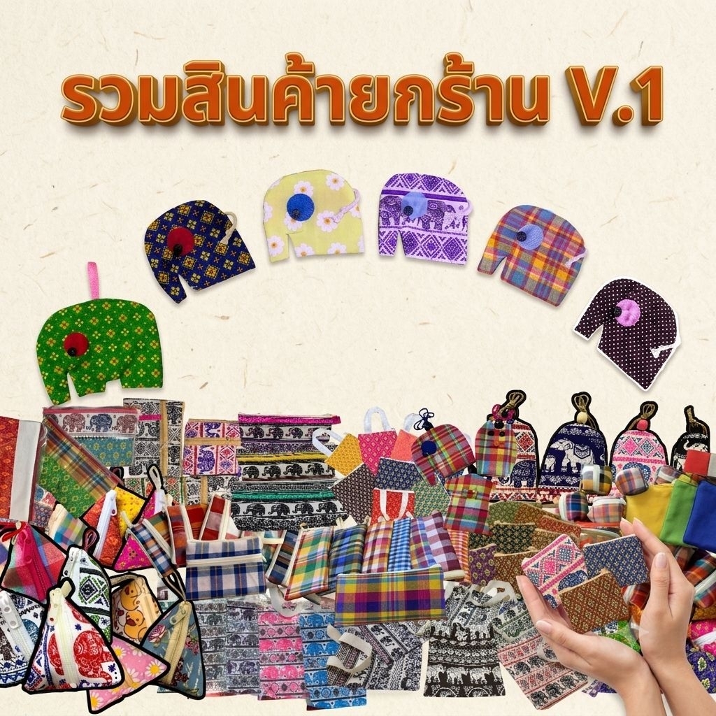 รวมสินค้ายกร้าน Ver.1 หาจบครบที่เดียว📌 กระเป๋าของชำร่วย ของฝาก ช้างแบบไทยๆ ผ้าขาวม้า ผ้าไทย ผ้าจุด ผ้าดอกไม้ งานเกษียณ