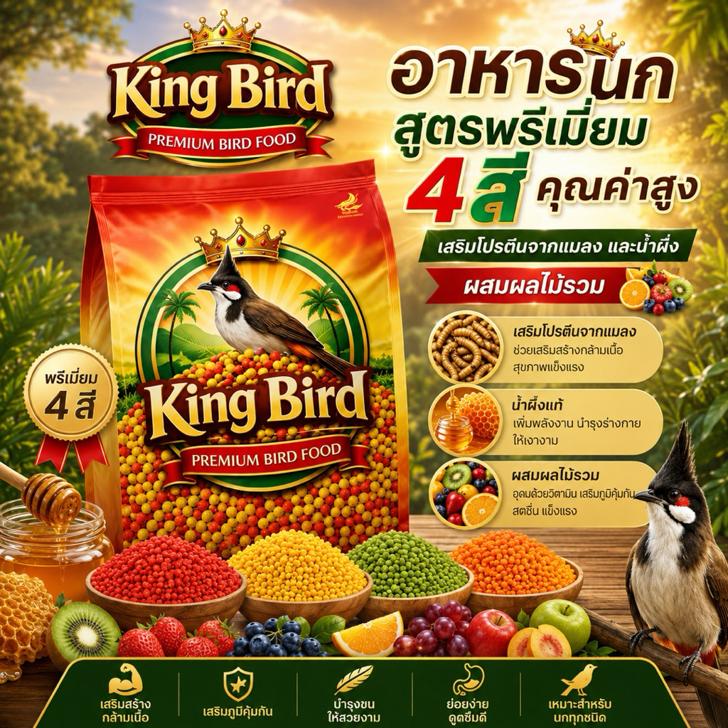 อาหารนกปรอท 200กรัม ขนาดทดลอง King Bird