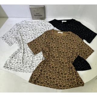 M2199 เสื้อยืดคอกลมแขนสั้นลายเสือดาว ไอเทมสุดฮิตไม่มีเอาท์ ลุคนี้คือต๊าชมากกก