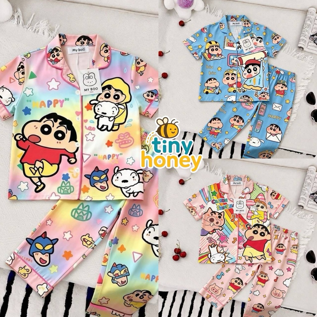 (ลายใหม่) รวมชุดนอนลายชินจัง สั้น ยาว ผ้าไหมนม ( มีพุง จ้ำม่ำ +1 ไซซ์)