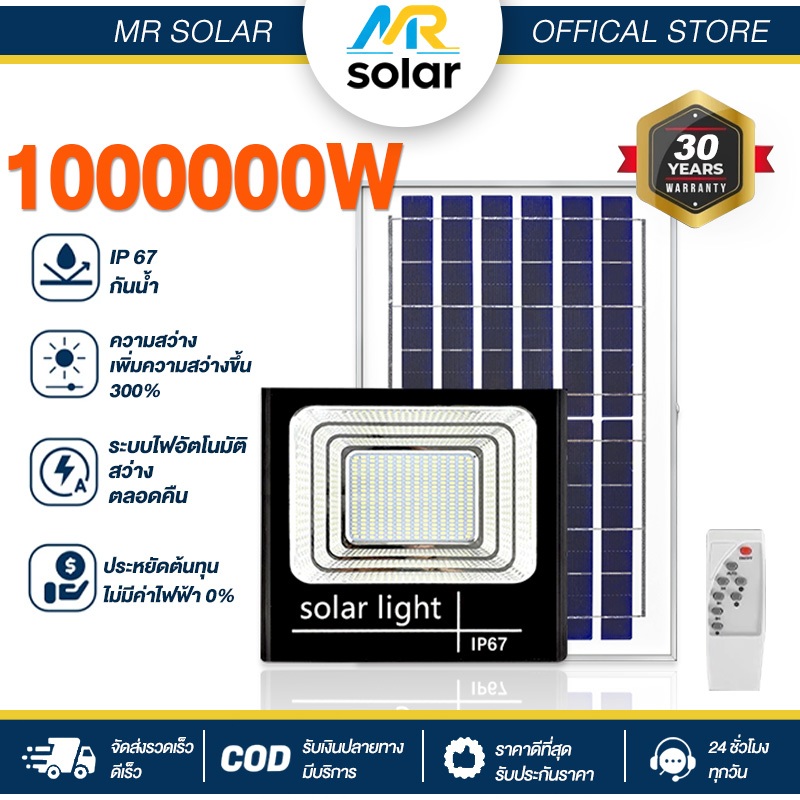 【รับประกัน30ปี】  ไฟโซล่าเซลล์ โซล่าเซลล์ ไฟถนน IP67 solar light กลางคืนจะสว่างขึ้นโดยอัตโนมัติ