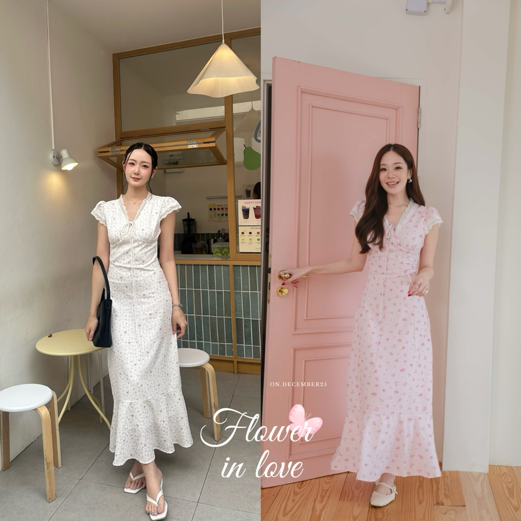 on.december25 เดรส Flower in love มี 2 สี