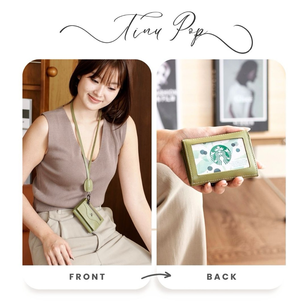 All Black BKK กระเป๋าสตางค์หนังวัวแท้ขนาดเล็กพิเศษ รุ่น Tiny Pop | สี Pistachio