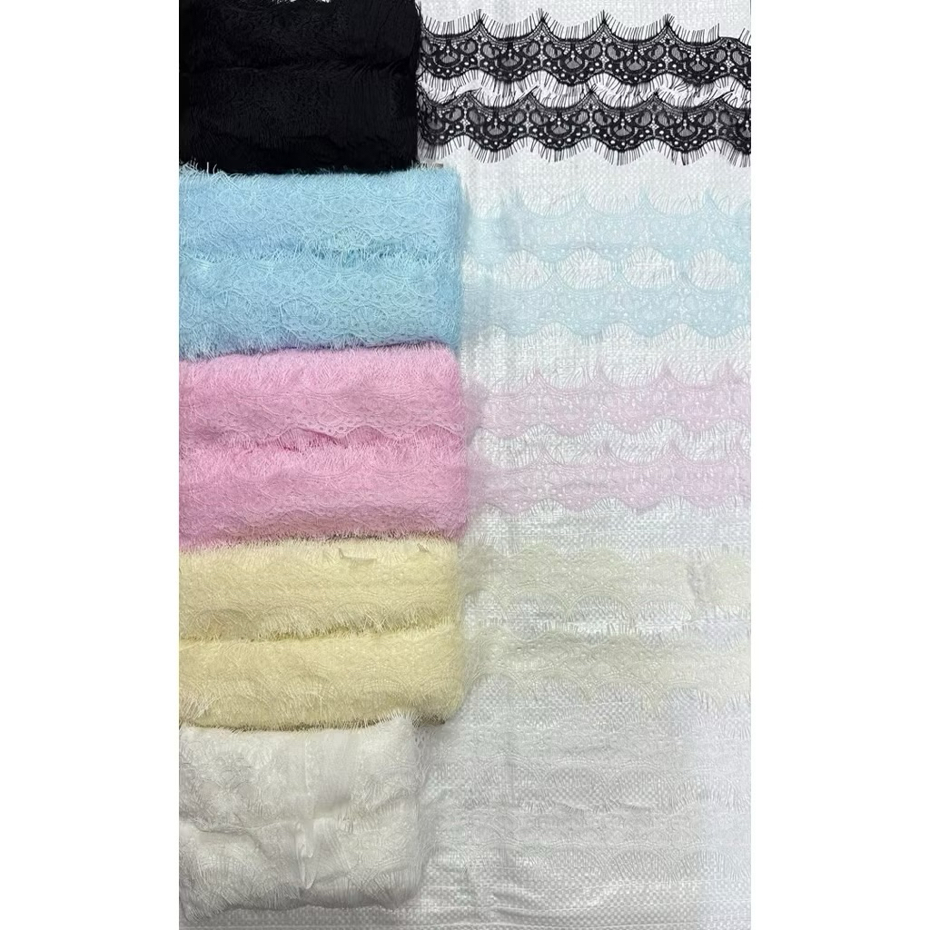 ลูกไม้ขนตา ลูกไม้เคมี(พับ60หลา)ลูกไม้ระบายตกแต่งเสื้อผ้า/หน้ากว้าง1.5นิ้ว