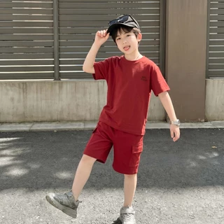 Betterland ชุดเซ็ทเด็กชายแฟชั่น 2ชิ้น ทรงหลวม ชุดเสื้อยืดกางเกงขาสั้น ลำลองกีฬา ใส่สบาย 2-12 ปี