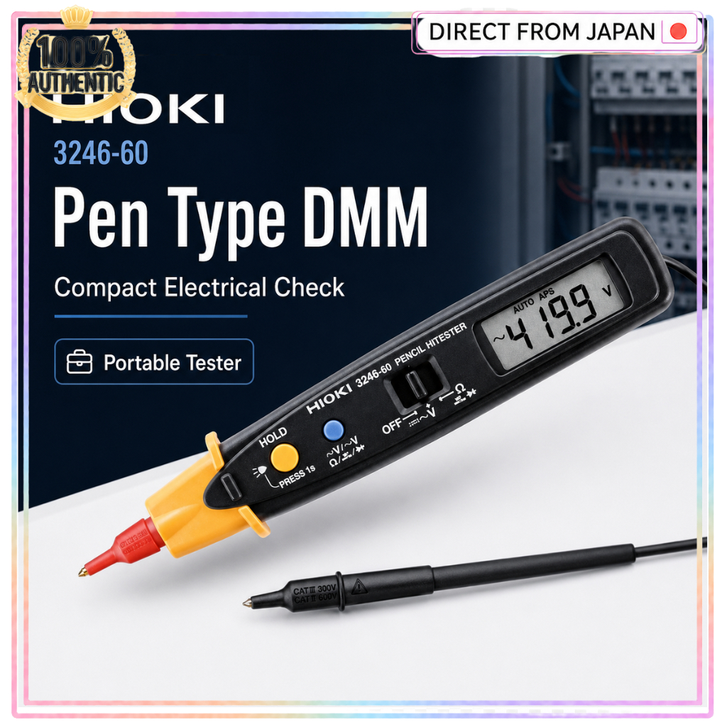 HIOKI 3246-60 Pen Type Digital Multimeter Compact DMM for Voltage Resistance Continuity Check