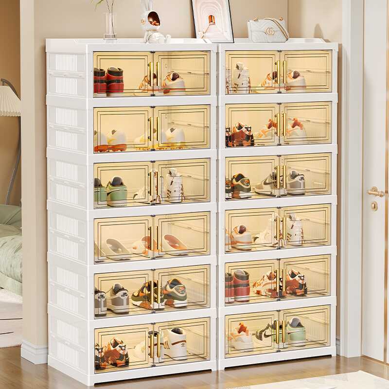 Joy กล่องใส่รองเท้า กล่องรองเท้า พับได้ ชั้นวางรองเท้า Shoes Storage Box ที่เก็บรองเท้าแบบพับเก็บได้ แบบไม่ต้องติดตั้ง