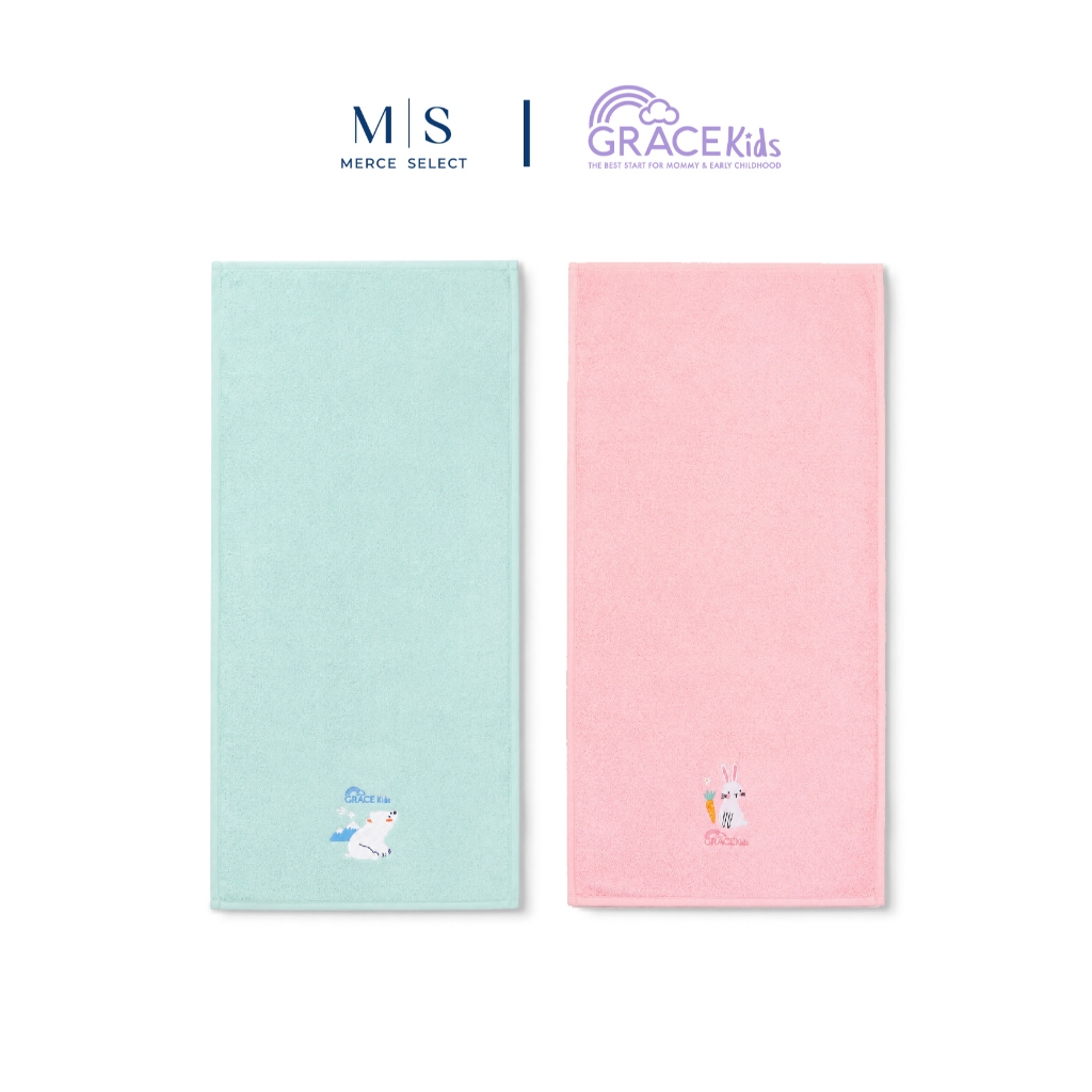 Grace Kids ผ้าเช็ดตัว & ผ้าเช็ดผมใยไผ่ ซับน้ำไว แห้งง่าย ขนาด 60x120 / 35x75 ซม. (คละลาย)