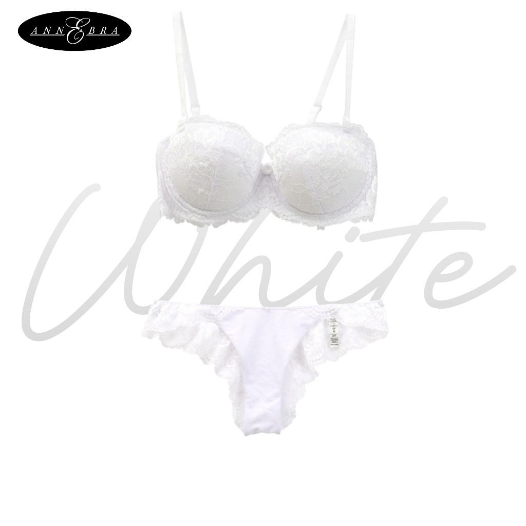 Annebra เซตบรา+กกน. บราเสริมทรง ตะขอหลัง มีโครง ถอดสายบ่าได้ มีฟองน้ำ Push Up Bra+Panty SET รุ่น AB1-555/AU3-826
