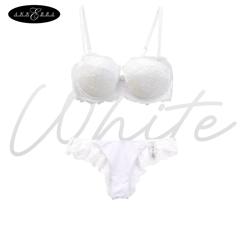 Annebra เซตบรา+กกน. บราเสริมทรง ตะขอหลัง มีโครง ถอดสายบ่าได้ มีฟองน้ำ Push Up Bra+Panty SET รุ่น AB1-555/AU3-826