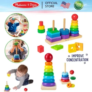 (ของแท้ USA) ของเล่นไม้เรียงซ้อน หอคอยสีรุ้ง หลากสี ชิ้นใหญ่ Rainbow Stacker Melissa Doug Montessori ของเล่นเด็ก