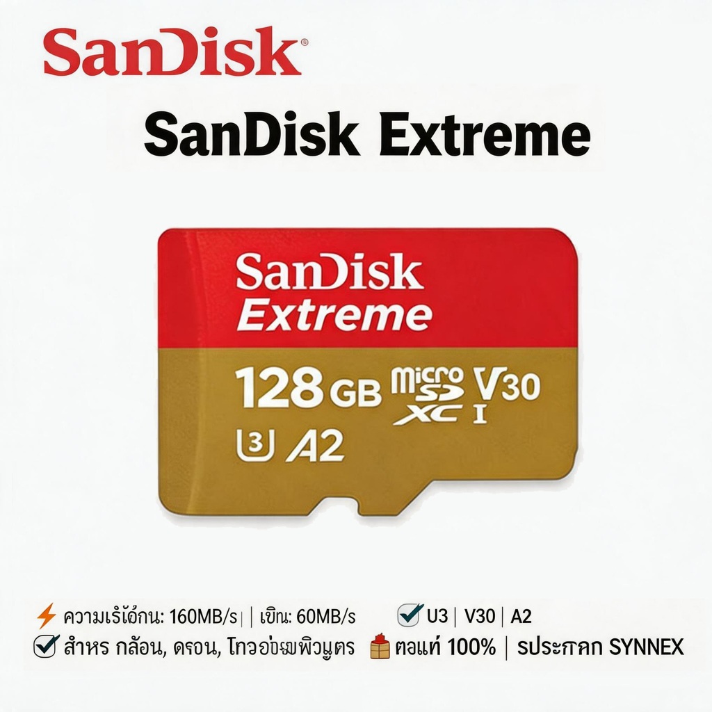 SanDisk Extreme Micro SD Card 32GB 64GB 128GB 256GB 512GB 1TB Memory card โดรน โทรศัพท
