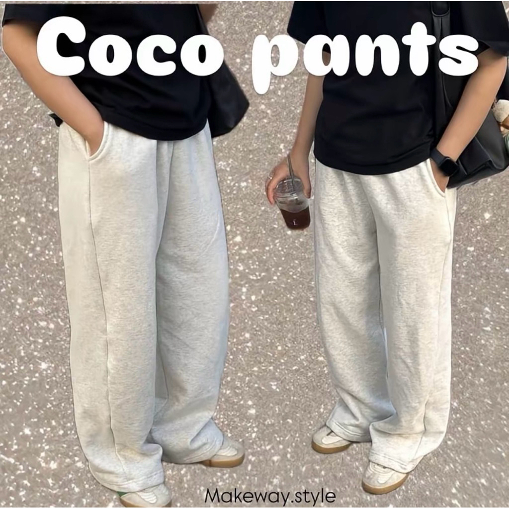 Coco pants กางเกงขาปล่อย(ผ้าสำลีคอตตอน)ทรงสวยมีเชือกด้านใน ใส่สบายสายฝอสายเกา💥ฟรีไซส์สะโพกถึง42💓