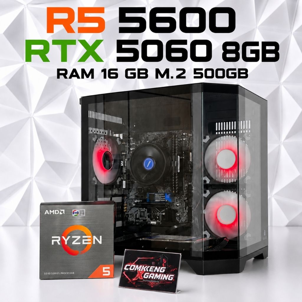 คอมเกมมิ่ง RYZEN 5 5600 RTX 5060 8GB RAM 16GB M.2 500GB Gaming PC คอมประกอบ คอมเล่นเกม พร้อมใช้