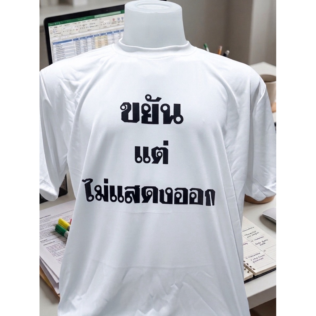 เสื้อสกรีนคำคม ‘ขยัน แต่ไม่แสดงออก‘ ผ้าไมโคร เกรดA ผ้านุ่ม แห้งไว ใส่สบาย S-3XL