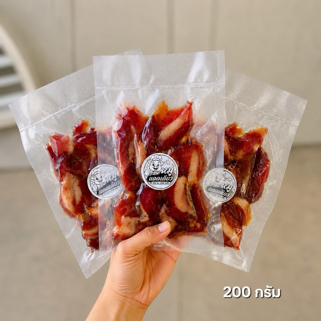 หมูแดดเดียว 200 กรัม x 3 แพ็ค (600 กรัม)💥โปรฮิต ขายดี เนื้อนุ่มฉ่ำ แบ่งทานได้หลายมื้อ