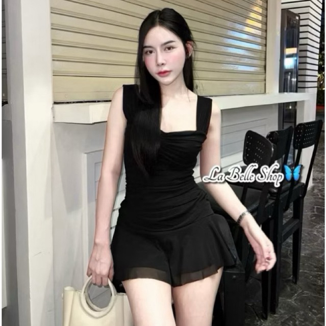 MNV STUDIO งานมาใหม่นะคะ เดรสผ้าซีทรู มีซับใน  จับจีบย่นหน้าอกและช่วงข้าง