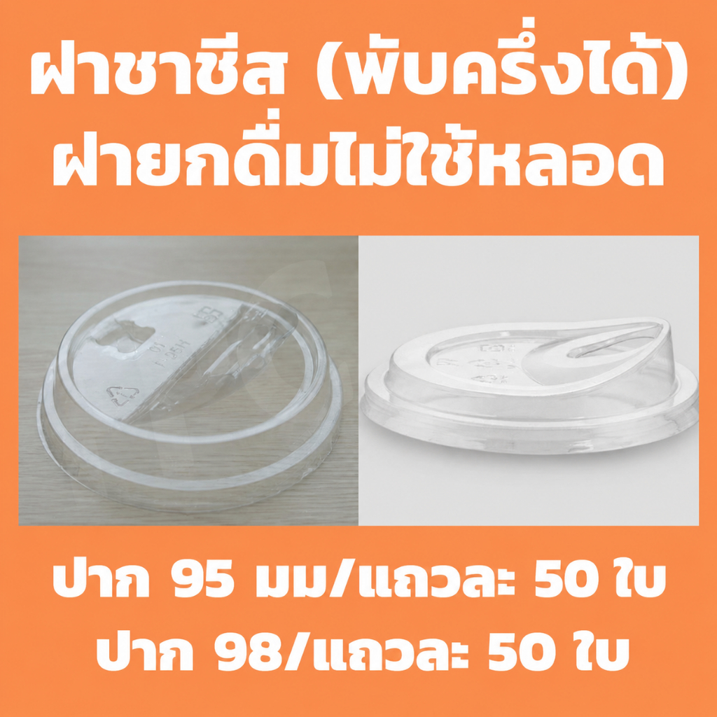 ใช้โค้ดส่งฟรีได้ ฝายกดื่ม ปาก98 ปาก95 ปาก92 (50ชิ้น) ฝาปิดแก้วเนื้อ PET