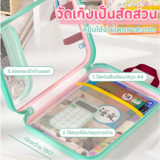 กระเป๋าแฟ้ม กระเป๋าแฟ้มตาข่าย แบบตั้ง มีช่องแยก โปร่งใส พกพาง่าย สำหรับใช้ในนักเรียน