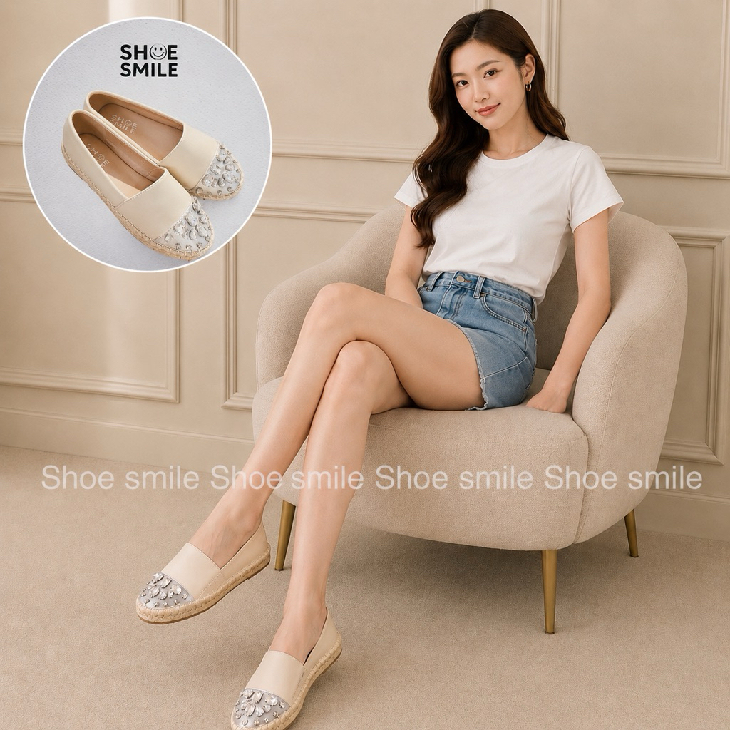 ส่งไว/ขนาดปกติ(หน้าเท้าบาน+เพิ่ม1ไซส์)/สูง 1 นิ้ว/Shoesmile รองเท้าสลิปออน เสริมพื้นลำลอง หุ้มส้นแฟชั่นผู้หญิงDH-611215