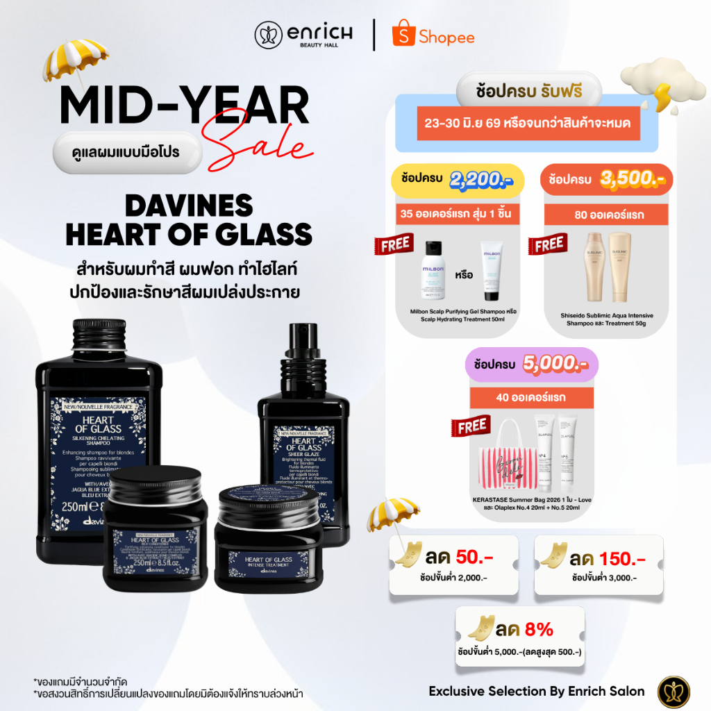Davines Heart of Glass GLA SILKENING Shampoo 250ml แชมพูสำหรับผมบลอนด์และผมทำสีอ่อน เงางาม สุขภาพดี