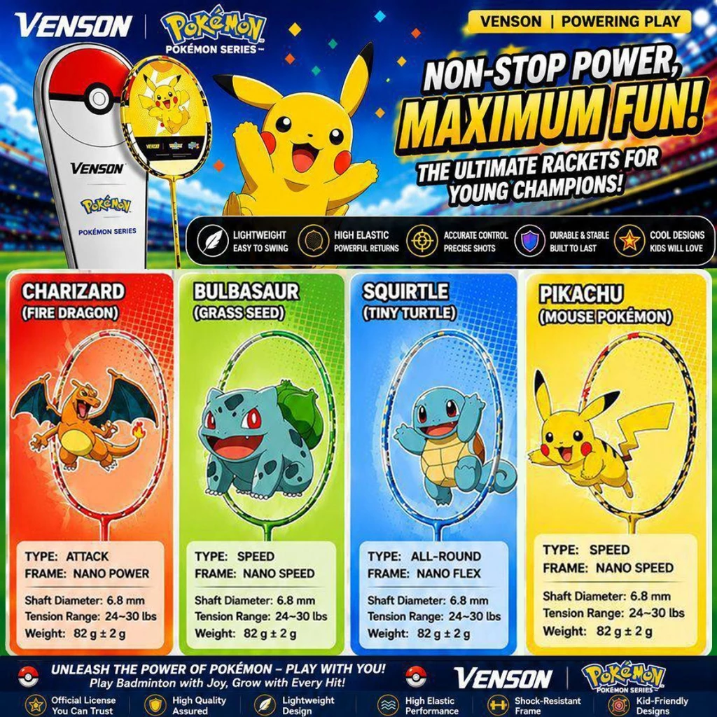 ไม้แบดมินตัน VS x Pokemon ** ลิขสิทธิ์แท้ ** คอลเล็คชั่นโปเกมอน Pokémon Limited Edition