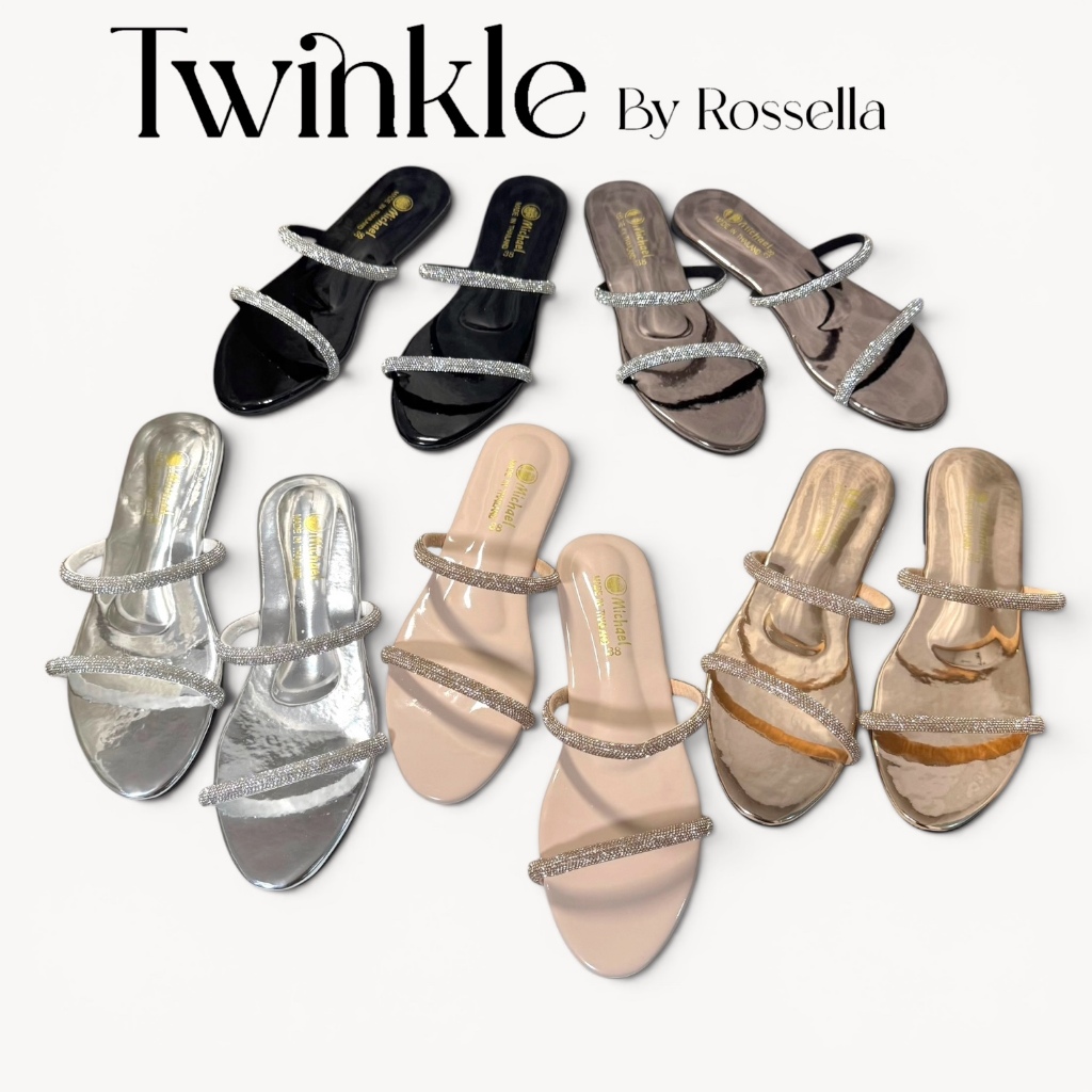 รองเท้าแตะหนังแก้วคาดเพชร รุ่น Twinkle by Rossella