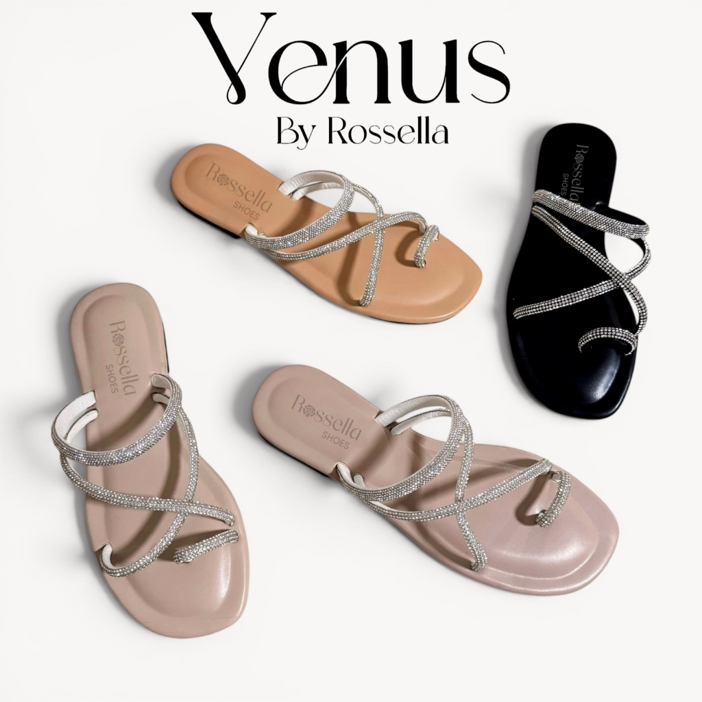 รองเท้าแตะไขว้สายเพชร รุ่น Venus by Rossella