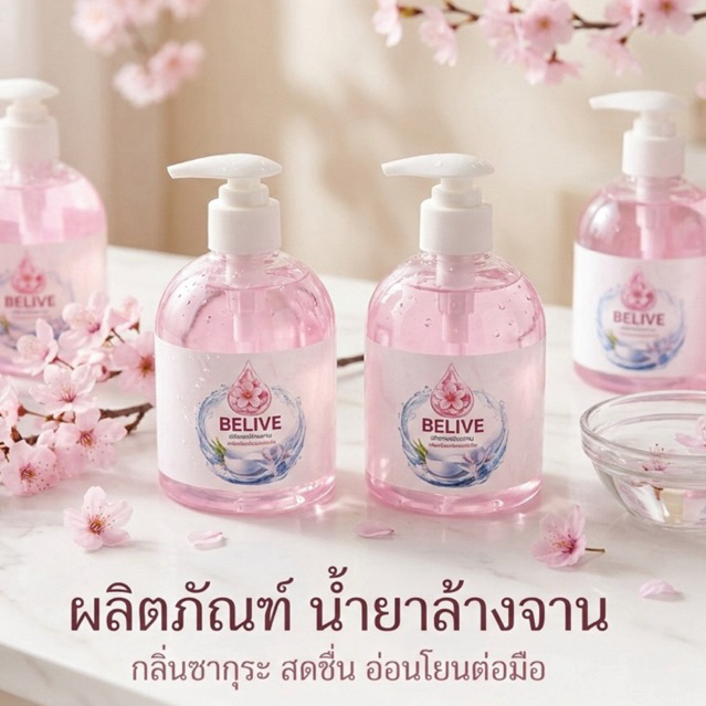 Beliveผลิตภัณฑ์น้ำยาล้างจาน(กลิ่นซากุระ)