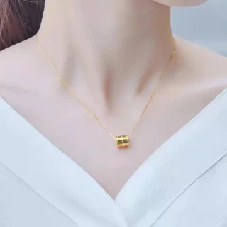 สร้อยคอมินิมอลผู้หญิง จี้ทรงกระบอก สร้อยคอแฟชั่น สีทอง สีเงิน ทังสเตนอัลลอย ใส่ได้ทุกวัน