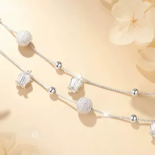 GLAMOR✨กำไลข้อมือเงินแท้ Lily Bells กำไลข้อมือลายดอกลิลลี่แห่งหุบเขาแบบสองชั้น ข้อมือเงินแท้