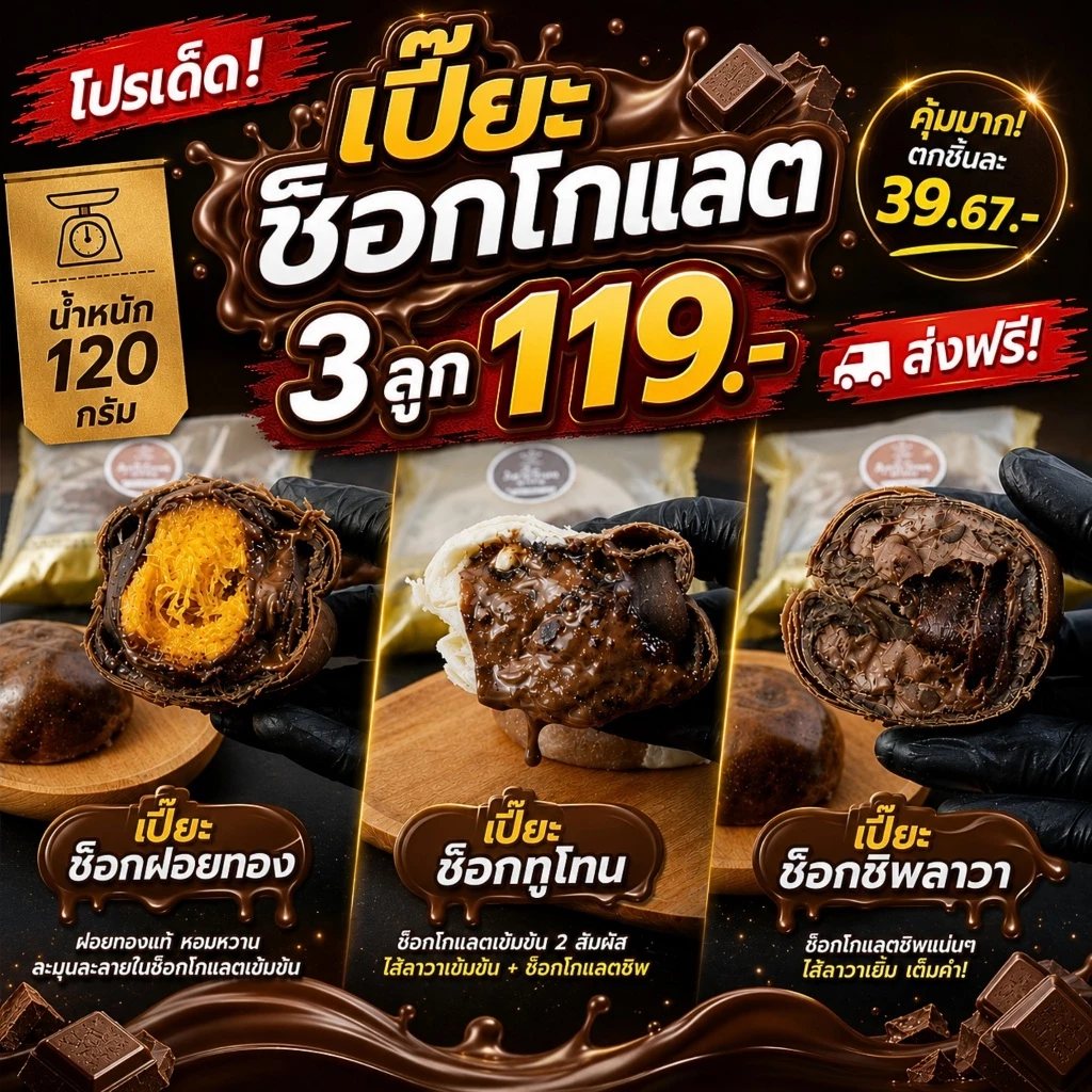 เปี๊ยะช๊อค3ไส้3สไตส์ ช็อคแท้ๆ เข้มข้นถึงใจ