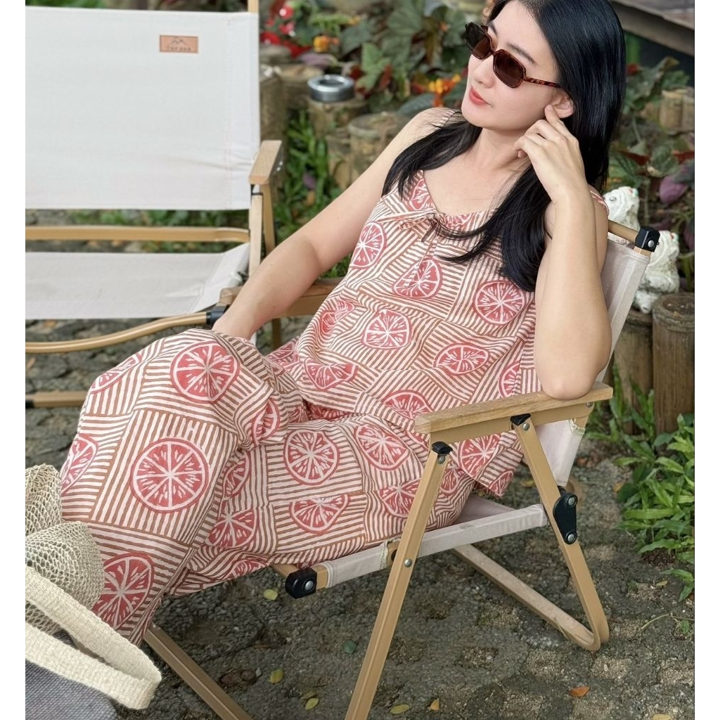 Amie เสื้อสายเดี่ยวรุ่นเอมี่ เสื้อสายเดี่ยวผ้าฝ้ายอินเดียปรับความสั้น-ยาวได้ พิมพ์บล็อคมือ Indian cotton hand block