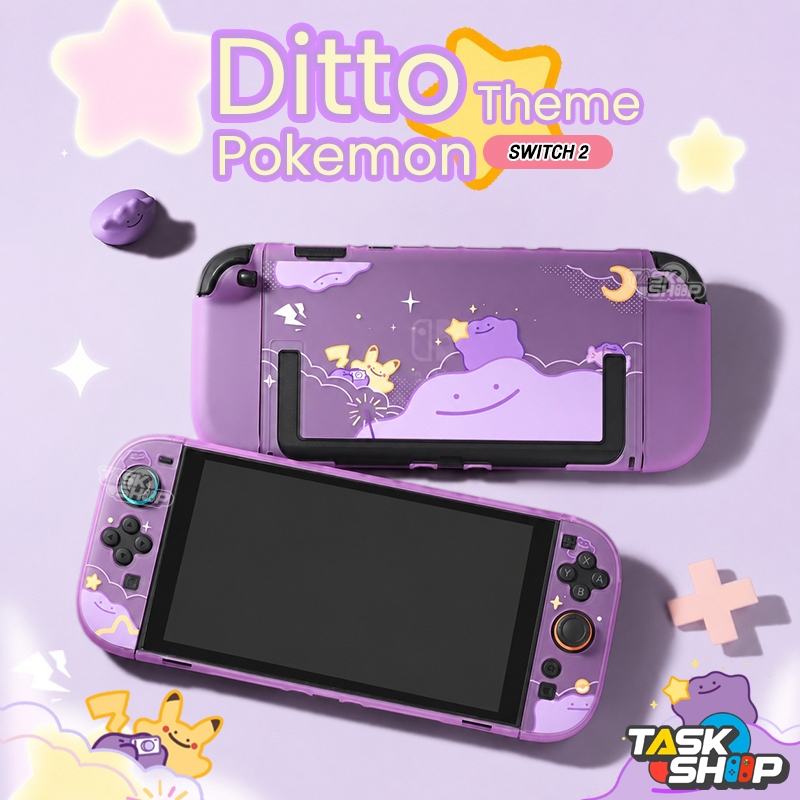 ส่งทันที Protective Case Switch 2 เคสกันรอย ลาย Ditto + Thumb Grip Caps สุดน่ารัก เสียบ Dock ได้
